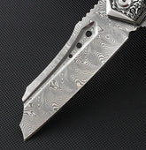 olver Legacy Damascus Folding Knife – Olive Burl Resin Grip
